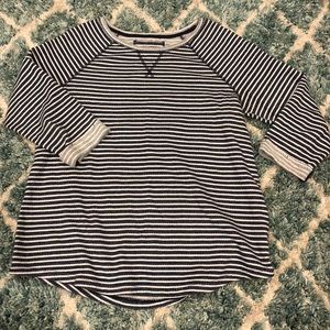 3/4 cuffed sleeve striped sweater top